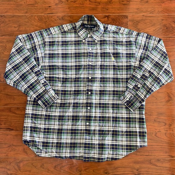 Ralph Lauren Blue and Green Plaid Casual Long Sleeve Button Down Shirt - Picture 1 of 8